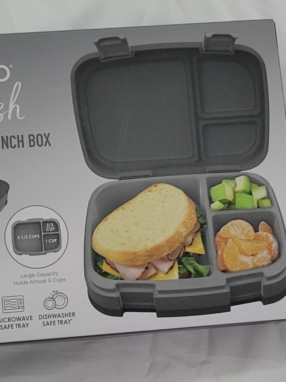 New Gray Bentgo Fresh Snap & Go Leak-Proof Lunch Box.